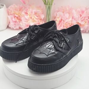 StrangeCvlt- Krypt Web Black Tie On Shoes Sz 8